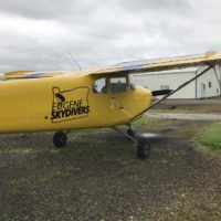 yellow Cessna plane at Eugene Skydivers