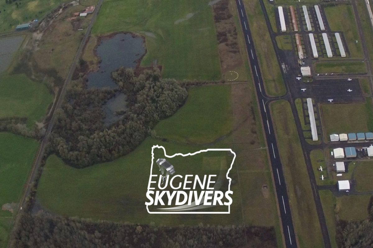 aerial view of landing area at Eugene Skydivers