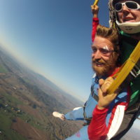 first time skydiver soars over the Willamette Valley in Oregon under canopy